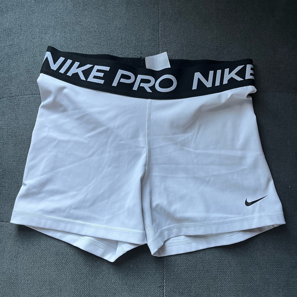 Nike Pro Women's Athletic Shorts - White and Black